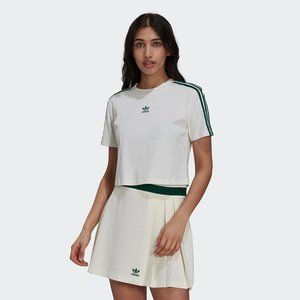 Adidas cropped tennis tee  NWT white with green stripes